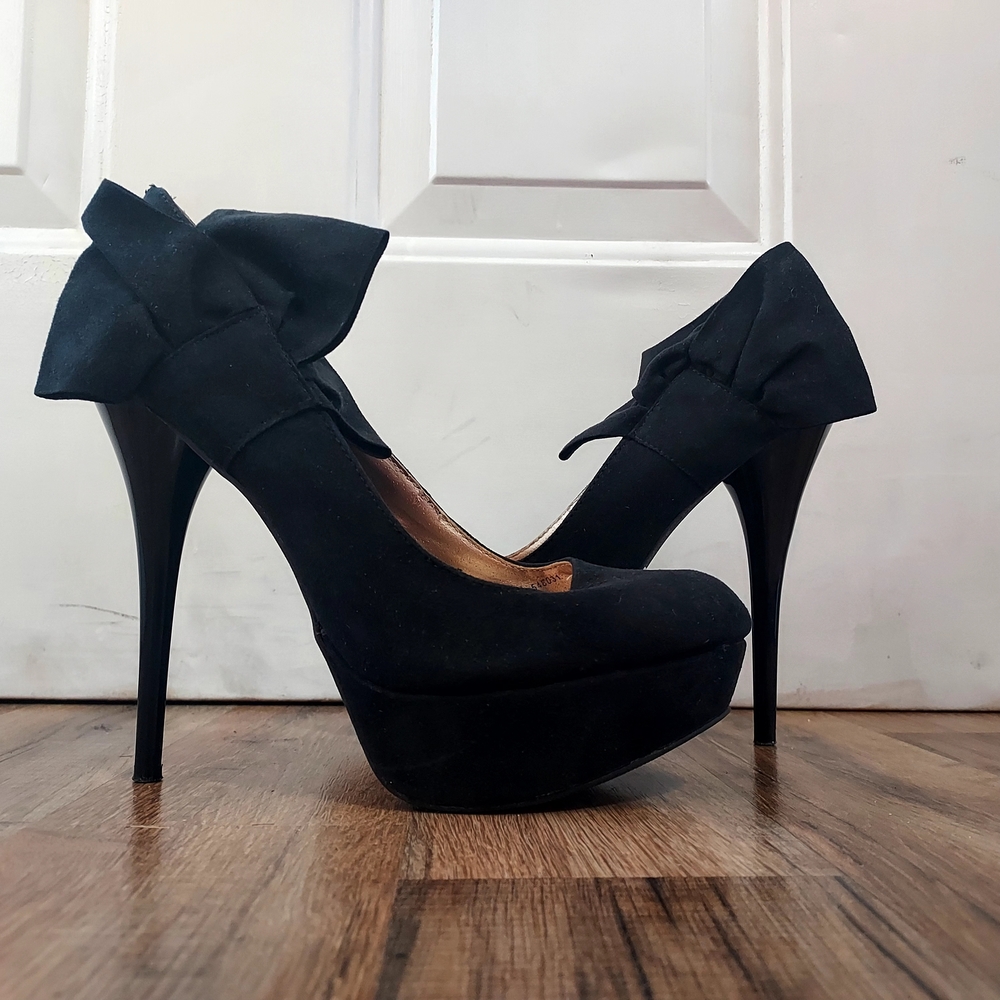 Charlotte Russe Black Bow Platform Heels
